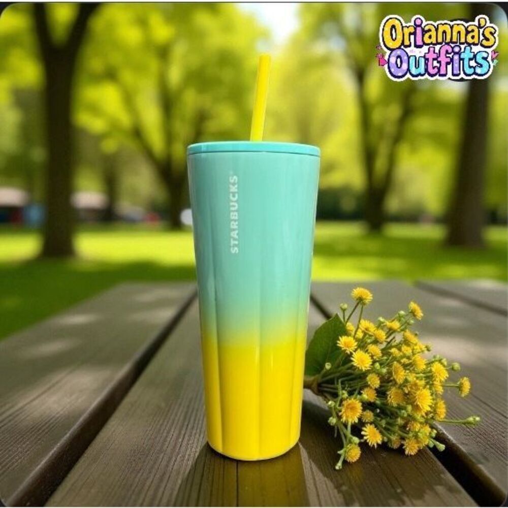 Starbucks Stainless Steel Ombre Tumbler Venti 24oz Turquoise Yellow